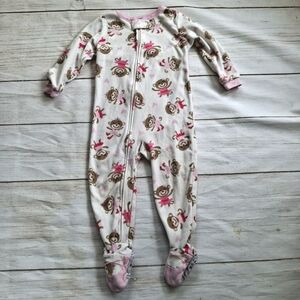 Carter's 2T Monkey Ballerina Fleece Sleeper Zippered Footed